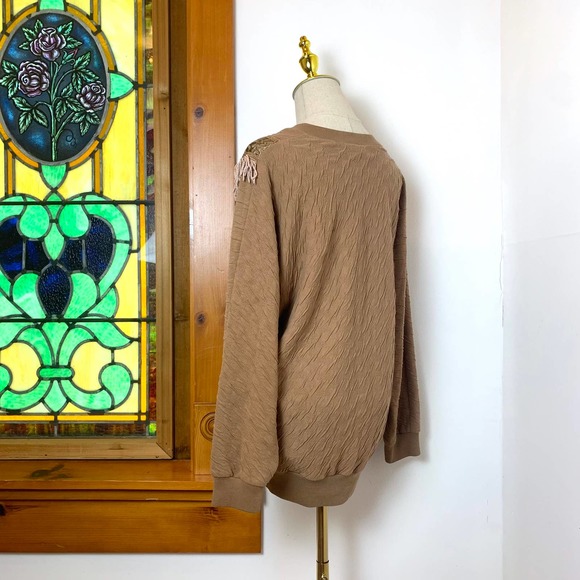 Vintage Western Sweatshirt Sweater with Fringe Studs Smock by Rafael- M - Picture 7 of 11